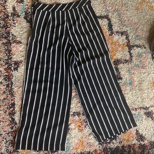 Black & White Striped Flare Pants (High-Wasted)